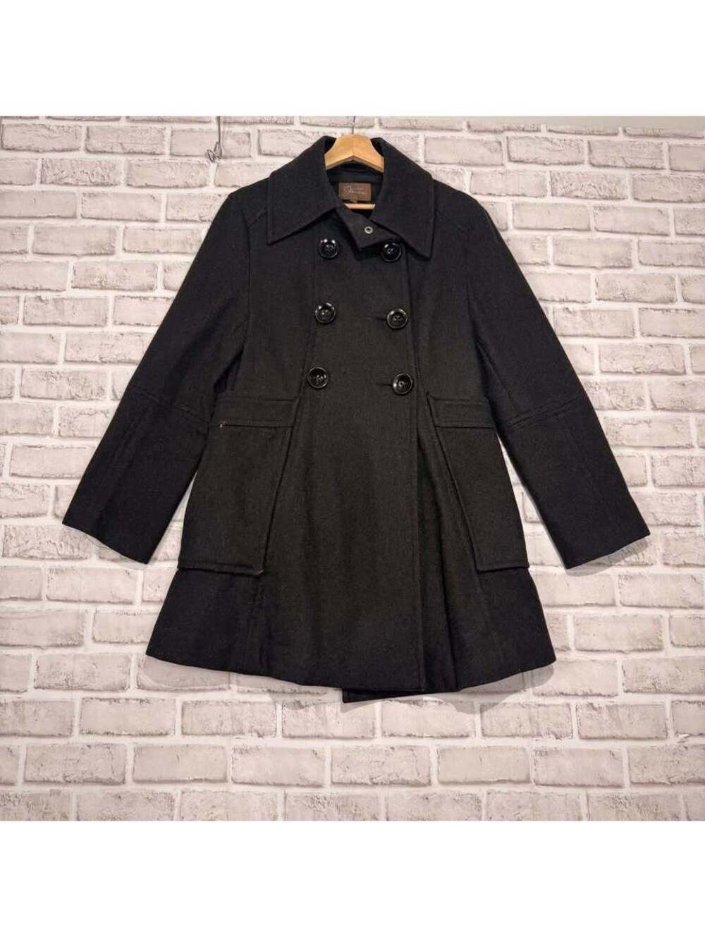 Jessica Black Woolblend Trench Coat Women's 8